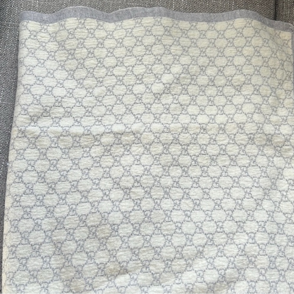 Grey and Cream Gucci baby blanket